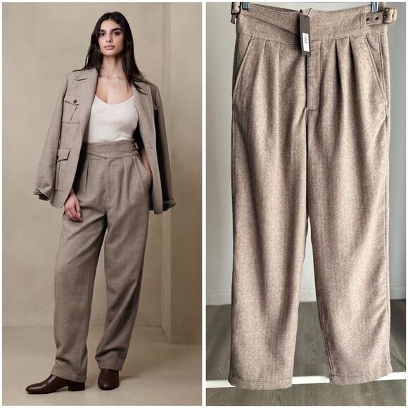 Banana Republic Factory HERRINGBONE SEAFARER PANT NWT Size 10 Wool Blend - Picture 1 of 10
